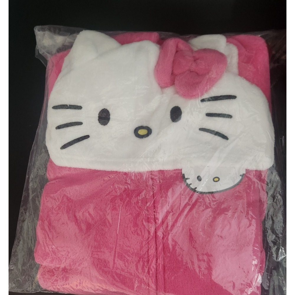 NWT Women's Large Hello Kitty Romper Pajamas w/Hood Sanrio Pink One Piece - Cute - Picture 4 of 4